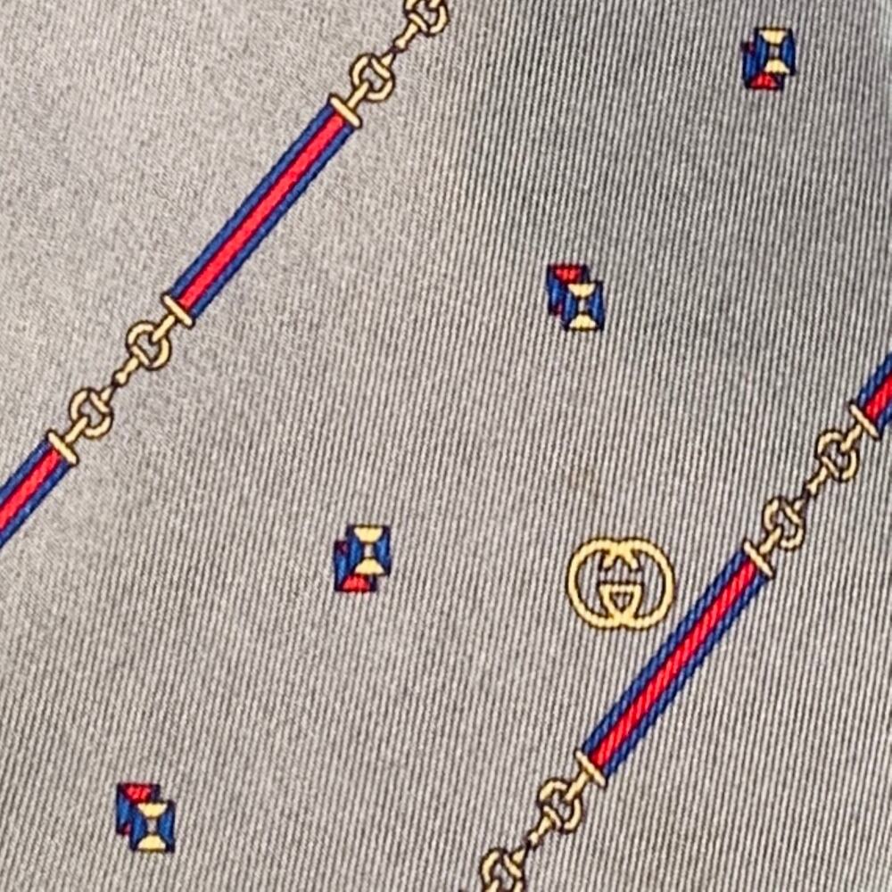 GUCCI Vintage Slate Grey Red Horsebit Diagonal Stripe Silk Tie - Picture 3 of 5